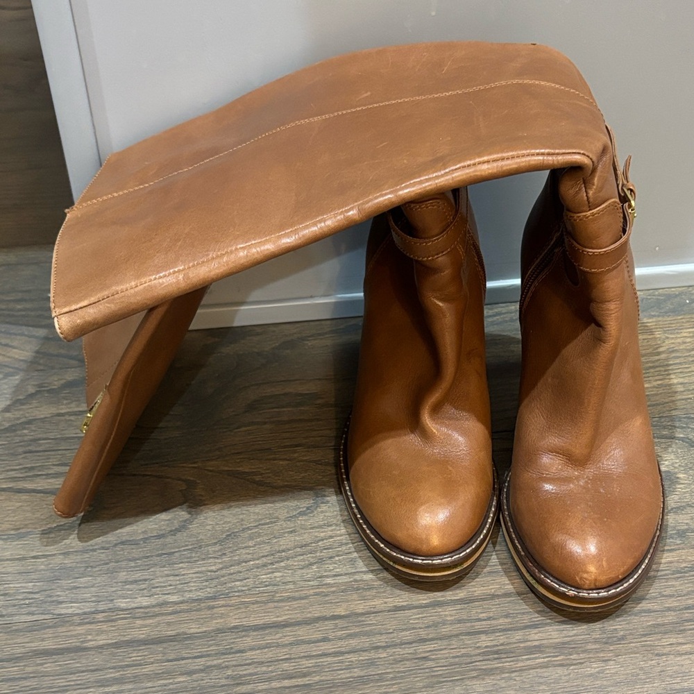 Ivanka Trump Brown Knee High Zip Up Leather Boots, Size 7.5 - Picture 5 of 11